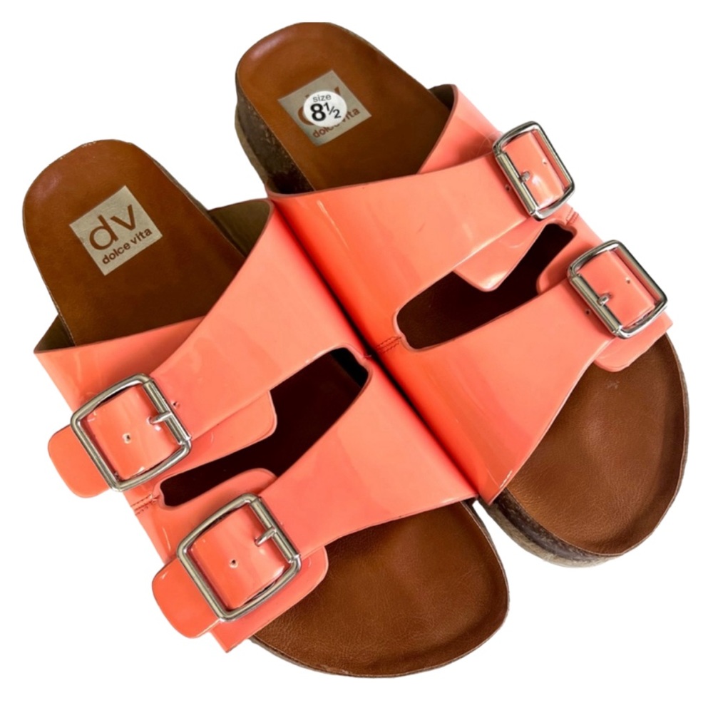 Dolce Vita Carther Platform Sandal Tangerine Melon Orange Slides Size 8.5